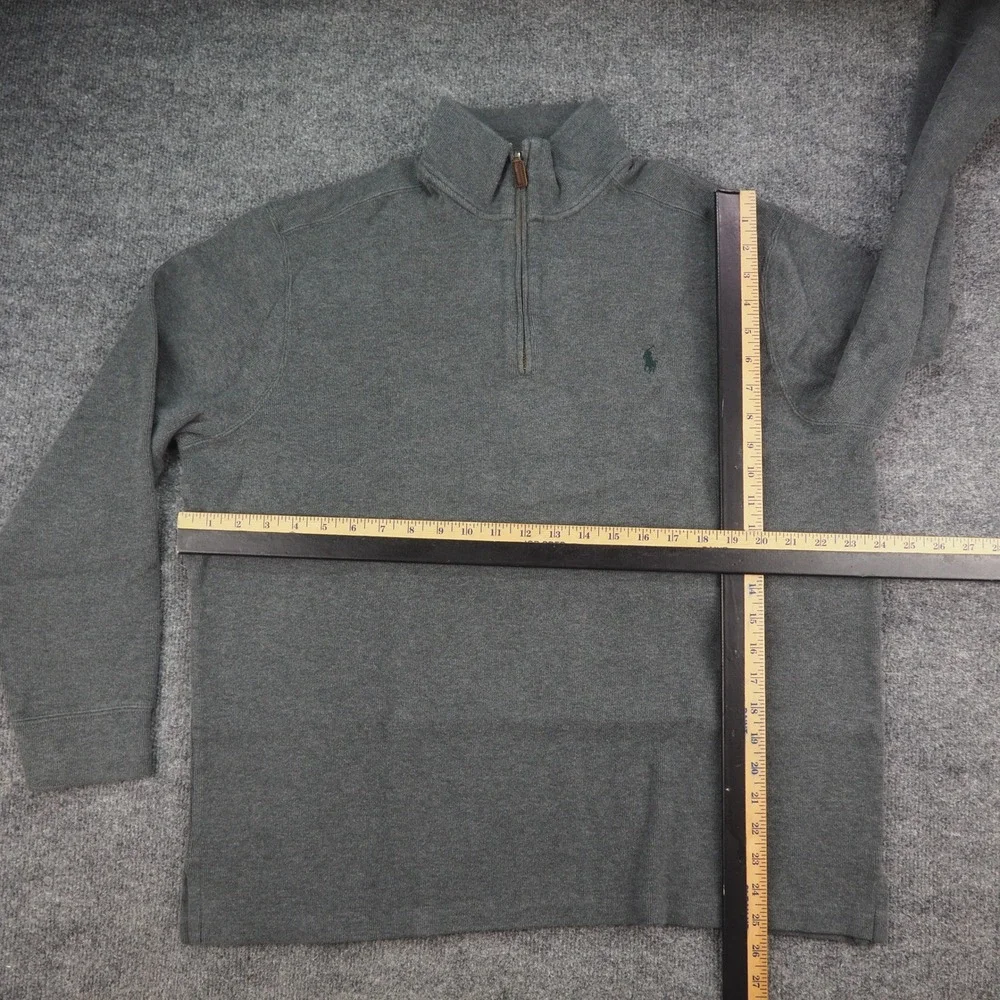 Polo Ralph Lauren Pullover Mens XL Quarter Zip Gray Solid Preppy Classic Sweater